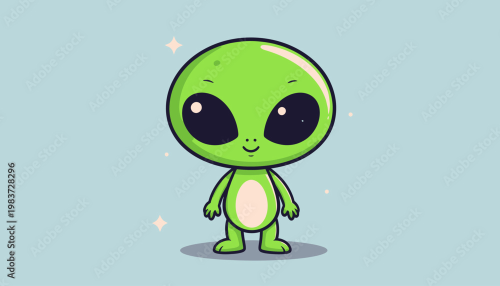 Obraz premium Cute cartoon alien character with big eyes
