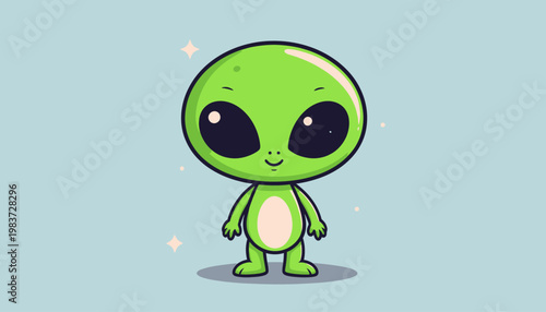 Cute cartoon alien character with big eyes