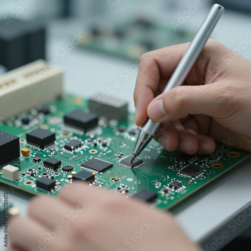 hand holding a computer circuit board