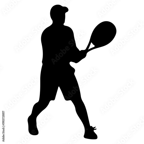 Silhouette of a Tennis Player in Action.