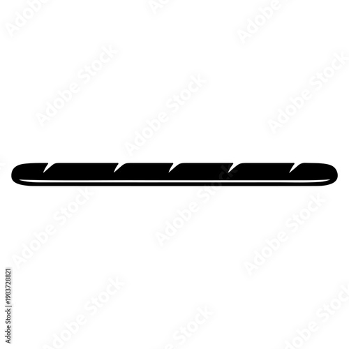 Simple Black Silhouette of a Baguette Bread.