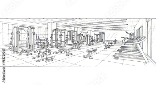 Gym interior with various exercise machines and treadmills.