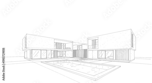 Modern Architectural Design of a Luxury Villa with Swimming Pool.