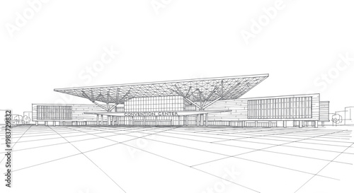 Modern Architectural Design of a Large Convention Center.