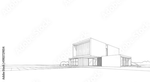 Modern Architectural House Sketch Design.