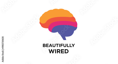 Stylized Brain Graphic with Colorful Layers and Text