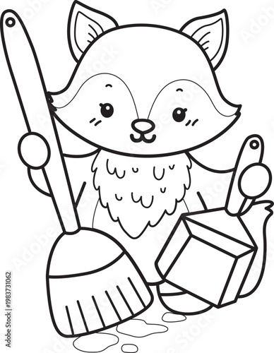 Coloring pages of Cute set of Fox sticker with activity. Outline of Fox with variation of activity