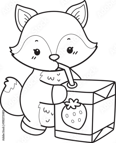 Coloring pages of Cute set of Fox sticker with activity. Outline of Fox with variation of activity