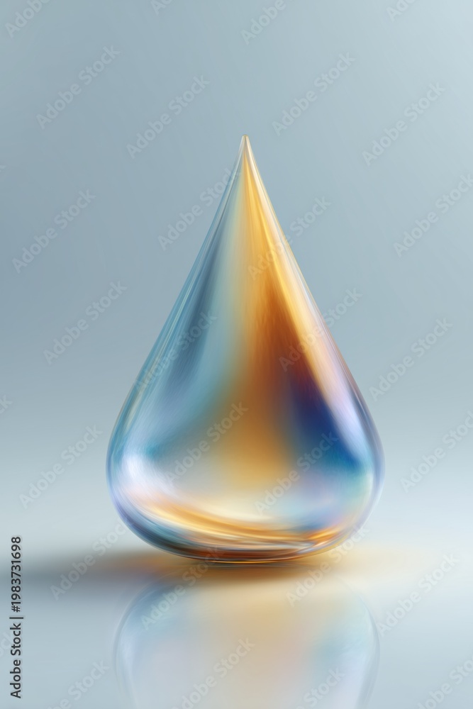 Fototapeta premium Translucent cone on reflective base with cool lighting and soft internal refractions in minimal setting