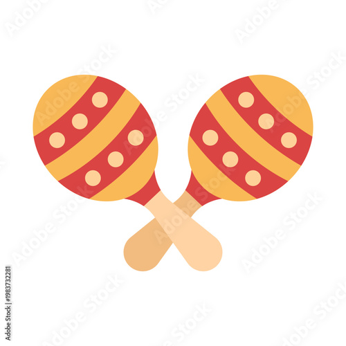 Mexican maracas percussion instrument icon for Cinco de Mayo music fiesta celebration theme