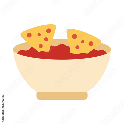 Mexican salsa bowl icons for Cinco de Mayo traditional food dip festive celebration theme