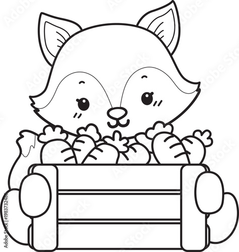 Coloring pages of Cute set of Fox sticker with activity. Outline of Fox with variation of activity