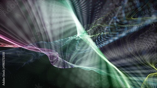 Fantastic video animation with particle wave object in slow motion, 4096x2304 loop 4K