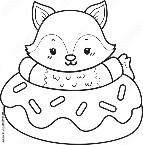 Coloring pages of Cute set of Fox sticker with activity. Outline of Fox with variation of activity