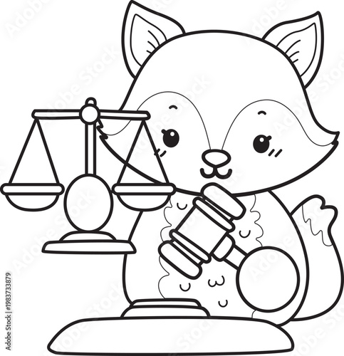 Coloring pages of Cute set of Fox sticker with activity. Outline of Fox with variation of activity