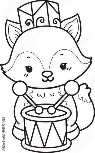 Coloring pages of Cute set of Fox sticker with activity. Outline of Fox with variation of activity