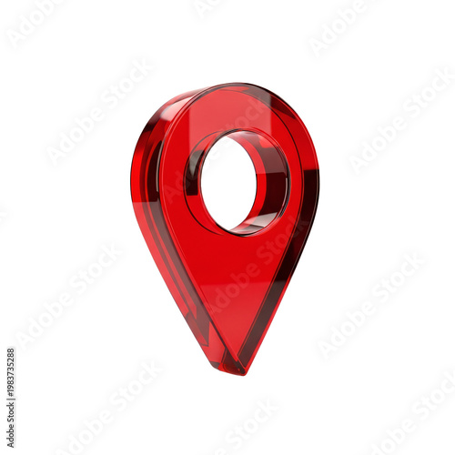 Location Pin Red Glass Isolated On Transparent Background