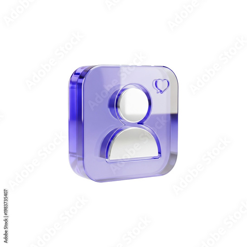 User Profile Purple Glass Icon Isolated On Transparent Background