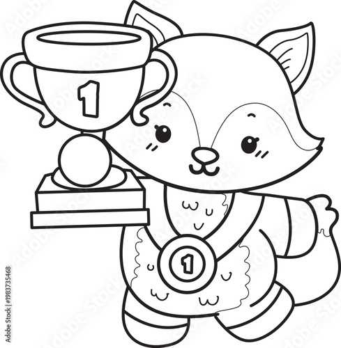 Coloring pages of Cute set of Fox sticker with activity. Outline of Fox with variation of activity