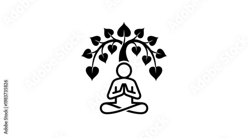 Meditating Figure Under Sacred Bo Tree
