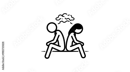 Couple Sitting Back-to-Back Depressed Sad And Arguing