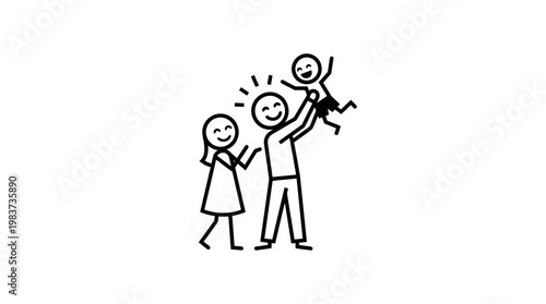 Happy Family Playing Together with Child