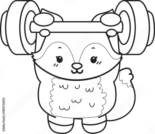 Coloring pages of Cute set of Fox sticker with activity. Outline of Fox with variation of activity