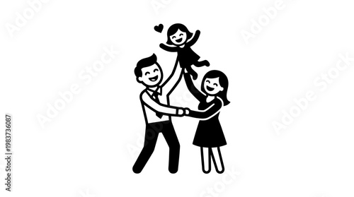 Joyful Family Playing and Throwing up the Child