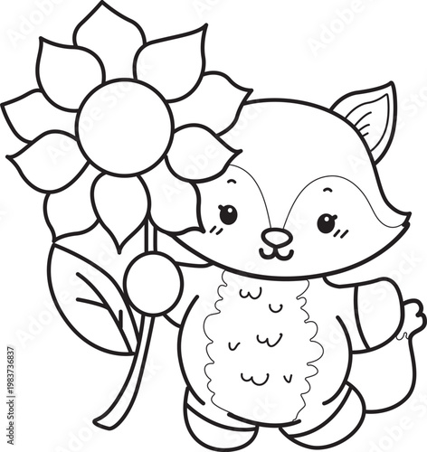 Coloring pages of Cute set of Fox sticker with activity. Outline of Fox with variation of activity