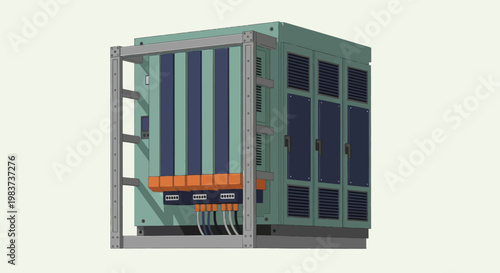 Industrial electrical cabinet with internal components and wiring.