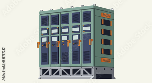 Industrial Electrical Cabinet with Multiple Compartments and Doors.