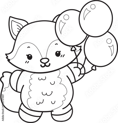 Coloring pages of Cute set of Fox sticker with activity. Outline of Fox with variation of activity