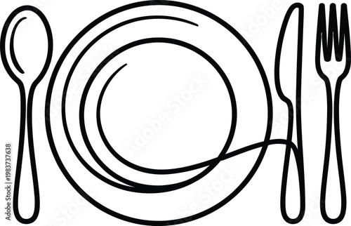 Silverware set featuring a plate and spoon with knife and fork for professional dining services