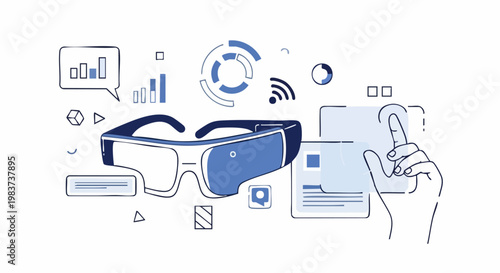 Augmented Reality Glasses with Digital Interface and Hand Interaction.