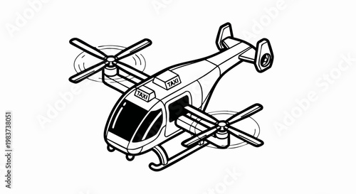 Futuristic air taxi drone concept for urban mobility.