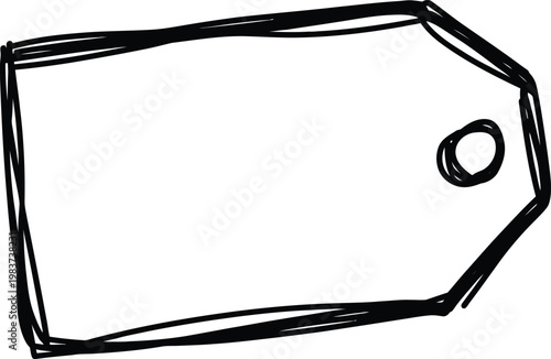 Blank sketch paper label with a hole for pricing items or organizing retail store merchandise inventory