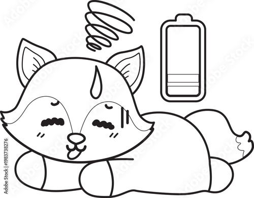 Coloring pages of Cute set of Fox sticker with activity. Outline of Fox with variation of activity