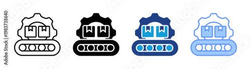 Process icon set multiple style collection