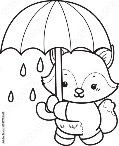 Coloring pages of Cute set of Fox sticker with activity. Outline of Fox with variation of activity