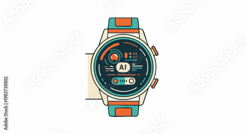 Modern Smartwatch with Futuristic Digital Display.