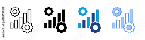 Process Improvement icon set multiple style collection	