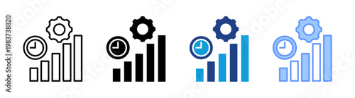 Productivity icon set multiple style collection	