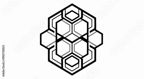 Abstract geometric design with hexagonal shapes and lines.