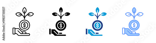 Return On Investment icon set multiple style collection	