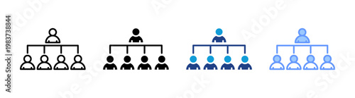 Organization Structure icon set multiple style collection	