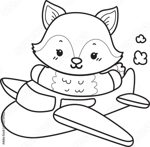 Coloring pages of Cute set of Fox sticker with activity. Outline of Fox with variation of activity