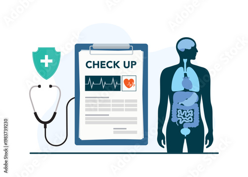 Medical Check Up Illustration for Health Assessment and Body Care