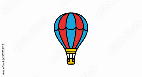 Colorful hot air balloon illustration for travel and adventure.