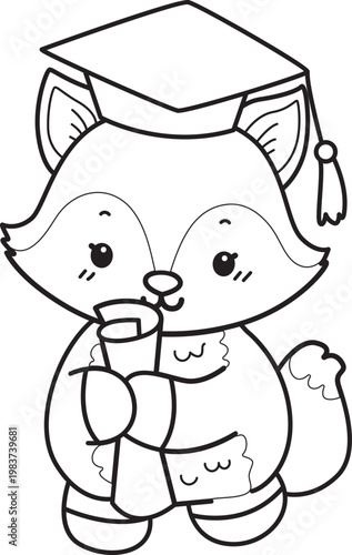 Coloring pages of Cute set of Fox sticker with activity. Outline of Fox with variation of activity