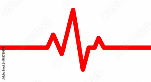 Red electrocardiogram line representing heart rhythm on a white background.